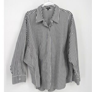 Express Boyfriend Portofino Shirt XL Stripe Poplin Oversized Quiet Luxury Preppy
